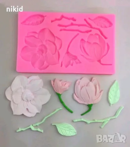 Магнолия Цветя пано голям силиконов молд форма фондан шоколад гипс декор торта украса