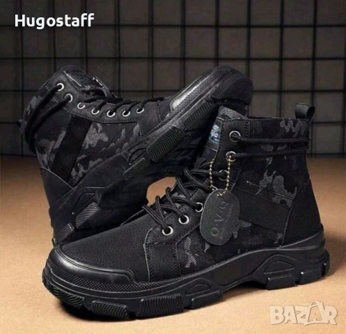 Нови мъжки кубинки черни камуфлажни непромокаеми ботуши тактически обувки 44/45, снимка 2 - Маратонки - 53154636