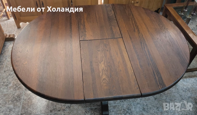 кръгла разтегателна маса от дъб, снимка 8 - Маси - 53537300