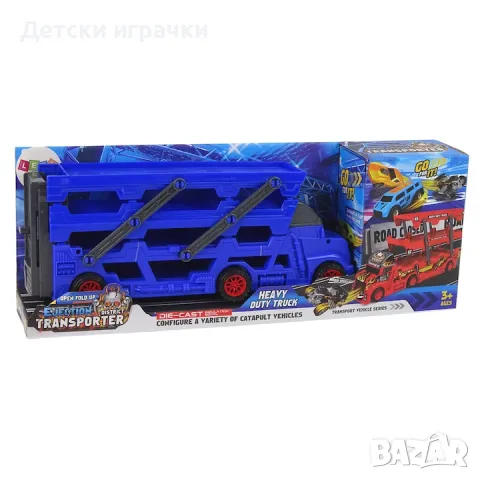 Камион автовоз с писта изтрелвачка, с коли комплект , снимка 9 - Коли, камиони, мотори, писти - 48657362