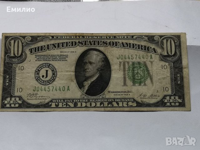 USA $ 10 DOLLARS 1928 B scarce bill, снимка 1 - Нумизматика и бонистика - 27440848