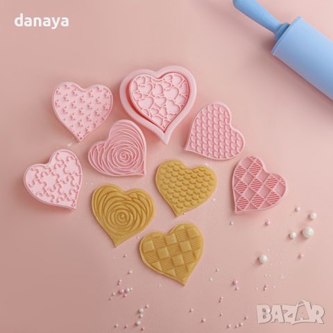 4449 Комплект форми за сладки с релеф Сърца, снимка 2 - Форми - 44123969