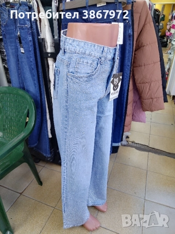 Дамски прави дънки широки крачоли, снимка 3 - Дънки - 52592514