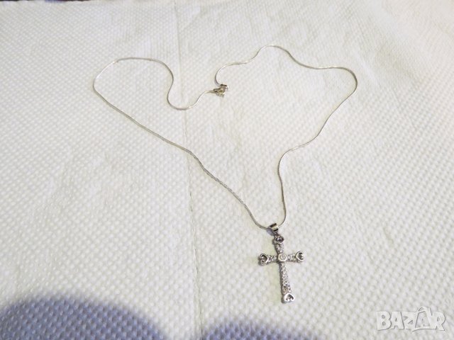 сребърен синджир с кръст, православен кръст с камъни - притежавайте този медальон и нека божията сил, снимка 2 - Колиета, медальони, синджири - 33315352
