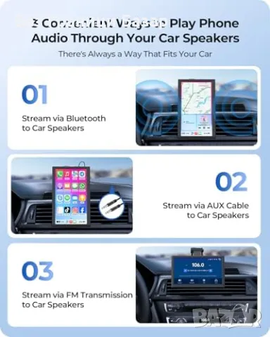 Нов Портативен CarPlay дисплей – Android Auto, 60FPS, гласов контрол, снимка 5 - Друга електроника - 49810813