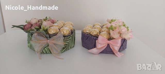 кутия с бонбони и цветя, снимка 2 - Други - 52789269