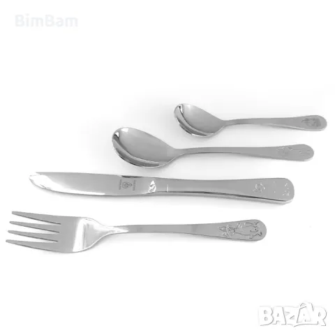 Комплект детски прибори за хранене JUSTINUS - с животни / 4 броя, снимка 4 - Прибори за хранене, готвене и сервиране - 47265943