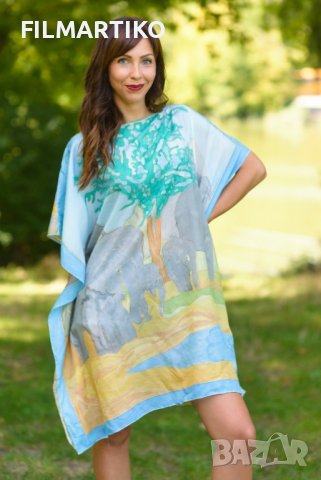 Ръчно рисувана копринена туника "Индийските слонове"