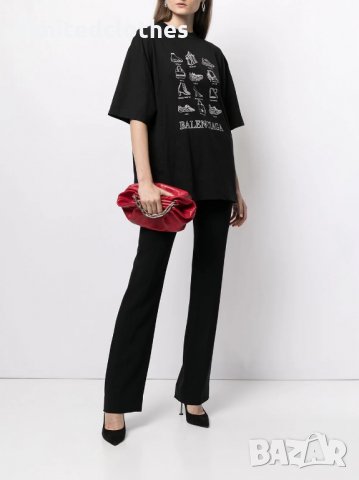 BALENCIAGA White Signature Styles Print Oversized Дамска / Мъжка Тениска size XS (L), снимка 4 - Тениски - 33457010
