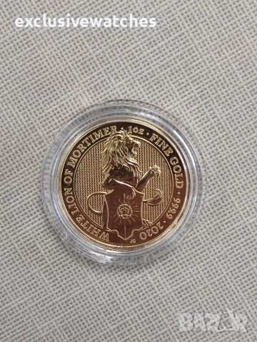1 oz Златна Монета Кралски Зверове Белият Лъв от Мортимър 2020 , снимка 3 - Нумизматика и бонистика - 52153466