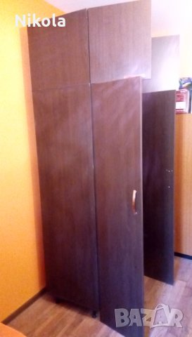 Двукрил гардероб с надстройка, цвят венге, снимка 5 - Гардероби - 28704652