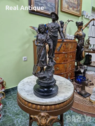 Прекрасна антикварна колекционерска френска фигура статуетка композиция , снимка 2 - Статуетки - 49687906
