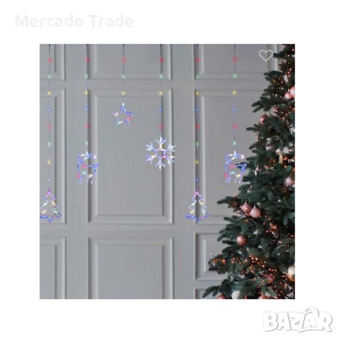 Декоративна коледна LED завеса Mercado Trade, 12 фигурки, 198 крушки