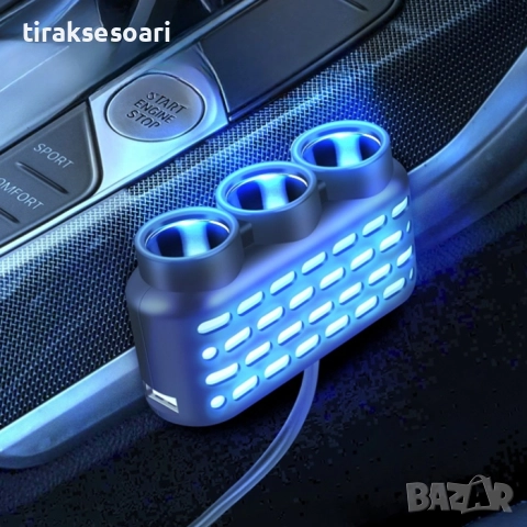 Разклонител за запалка 12V/24V – 3 гнезда, 1x Type-C, 1x USB, 120W универсален авто адаптер, снимка 4 - Аксесоари и консумативи - 51889718
