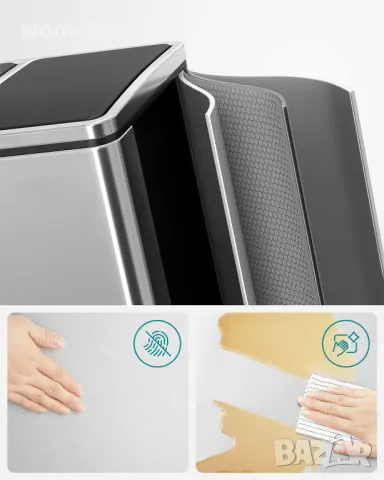 Троен кош за отпадъци - хром 3 x 18L = 54L, снимка 5 - Аксесоари за кухня - 49617948