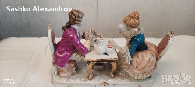 Японска порцеланова фигура с Dresden дантела - винтидж , снимка 2 - Антикварни и старинни предмети - 52879134