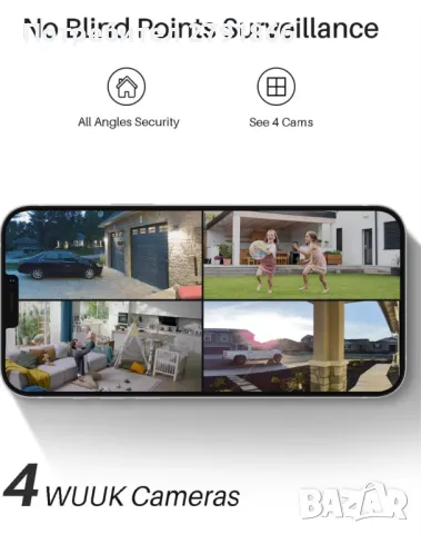 WUUK 2K слънчеви охранителни камери 2 броя за безжична външна употреба 32G локално хранилище, снимка 4 - Комплекти за видеонаблюдение - 49958850