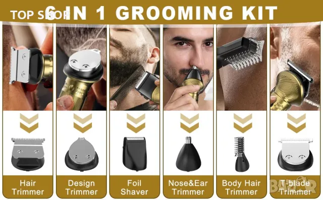 Професионален комплект за подстригване и стилизиране- брада коса и тяло- Qreeyx 698, снимка 9 - Машинки за подстригване - 49132715