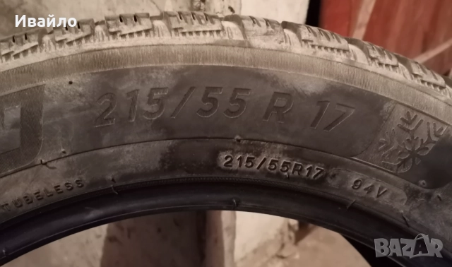 Продавам 4 броя зимни гуми 215.55.17 на 1 сезон дот 2019 Мишелин , снимка 4 - Гуми и джанти - 52844361