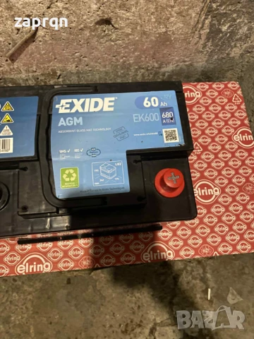 Почти чисто нов акумулатор Exide AGM/АГМ 60 амп/ч 680 А