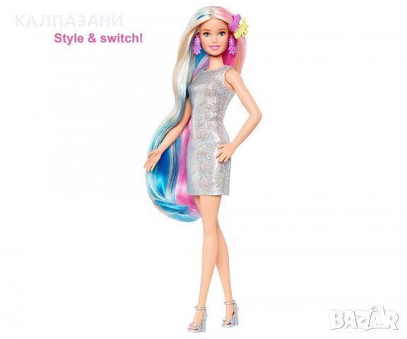 Кукла Barbie - Игрален комплект: Блестяща дълга коса Barbie GHN04, снимка 4 - Кукли - 36934358
