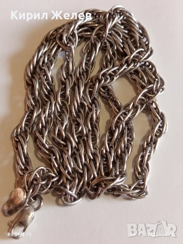 Винтидж сребърна верижка плетка тип ВЪЖЕ майсторска ръчна изработка 52787, снимка 5 - Колиета, медальони, синджири - 53002425