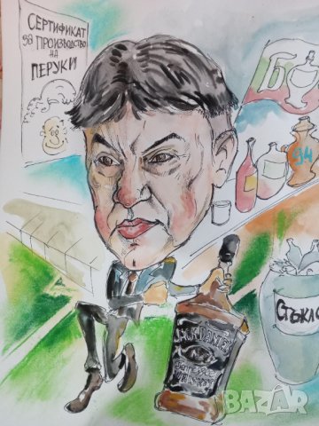 Карикатури върху тениска и хартия в рамк, снимка 3 - Други - 39876434