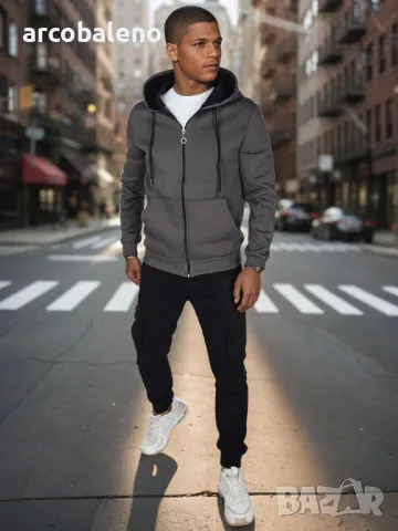 Мъжки суичър с цип и качулка, 4цвята , снимка 3 - Суичъри - 49472610