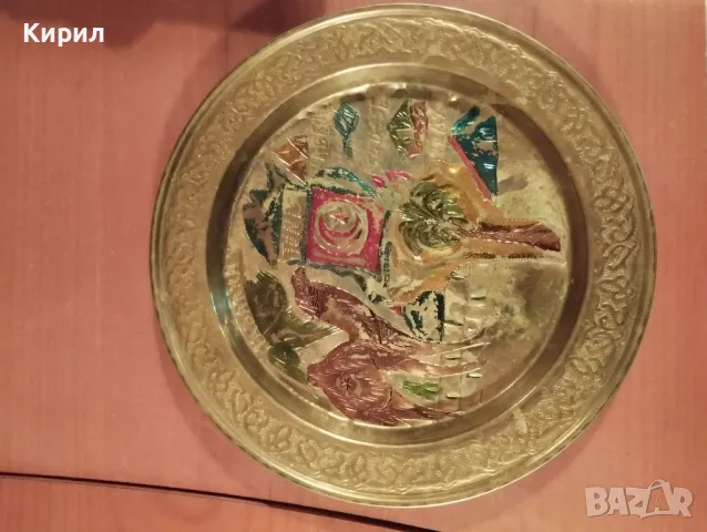 декоративна месингова чиния, ръчна гравюра, Тунис, снимка 3 - Декорация за дома - 49820217