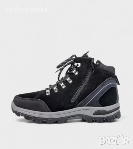 Юношески зимни боти в черно с дебела подметка и страничен цип – B2282-1, снимка 3 - Дамски боти - 52402174