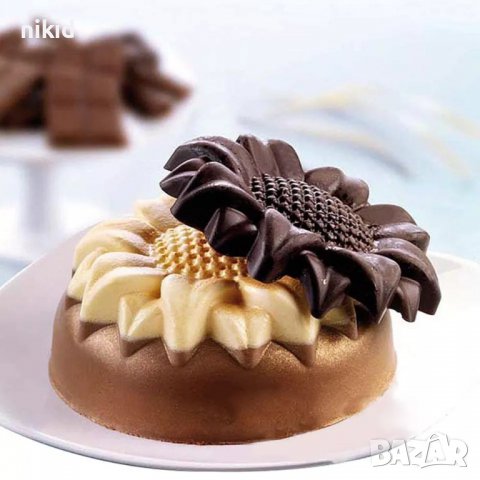 Дълбока Хризантема Слънчоглед силиконов молд форма калъп сапун гипс шоколад свещ мъфин кексче, снимка 5 - Форми - 38418332