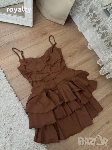 Кафява дамска рокля , снимка 2 - Рокли - 49583329
