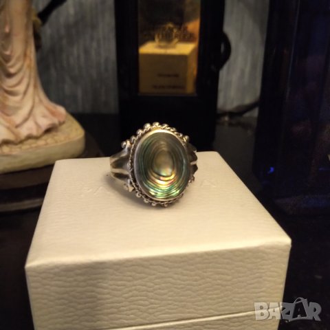 Майсторска изработка сребърен пръстен с кралски седеф , снимка 3 - Пръстени - 37943458