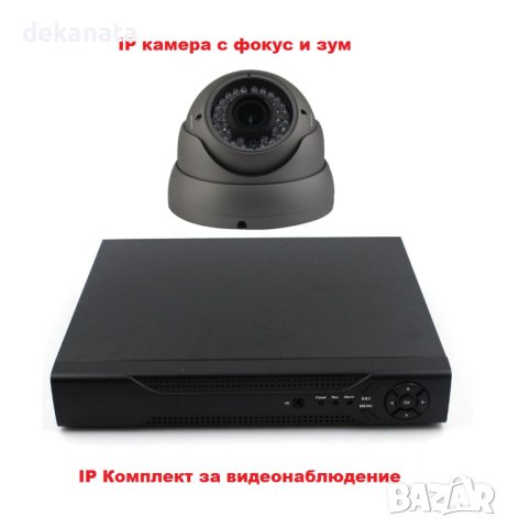 NVR DVR IP Комплект за видеонаблюдение с варифокална IP камера с фокус и зум, снимка 1 - IP камери - 40611821