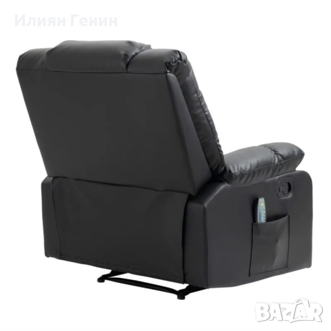 Масажен стол HOMCOM, с регулируема облегалка, 8 вибрационни точки, функция за накланяне, изкуствена , снимка 7 - Столове - 52522554