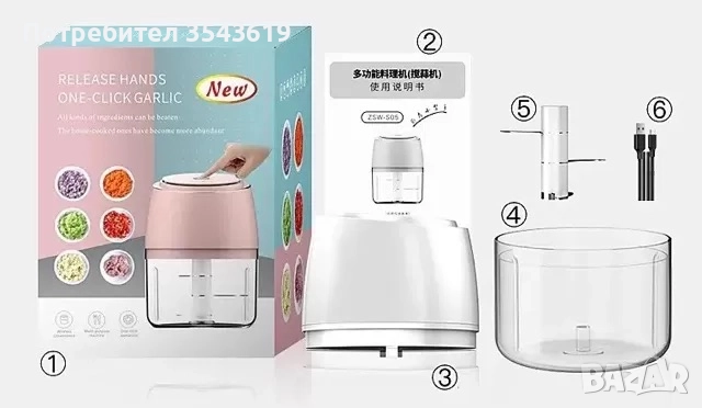 Мини електрически чопър за чесън подправки разядки блендер преносим, снимка 5 - Други - 51785673