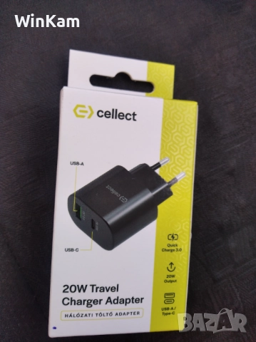 Универсално Зарядно - Cellect - Бързо зареждане - 20W с USB-A/USB-C, Черен, снимка 2 - Оригинални зарядни - 52740188