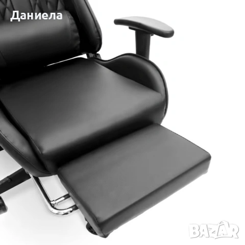 Геймърски стол с прибираща се подложка за крака и функция за масаж - черен, снимка 12 - Столове - 53237764