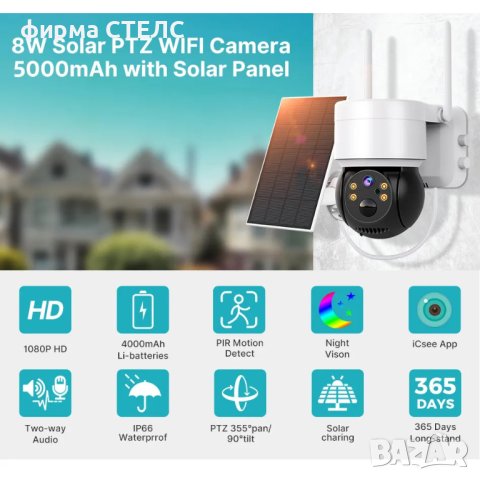 Камера за сигурност STELS SL20, Соларна,355 градуса,IP Wi-Fi,Ethernet, снимка 6 - IP камери - 44044426