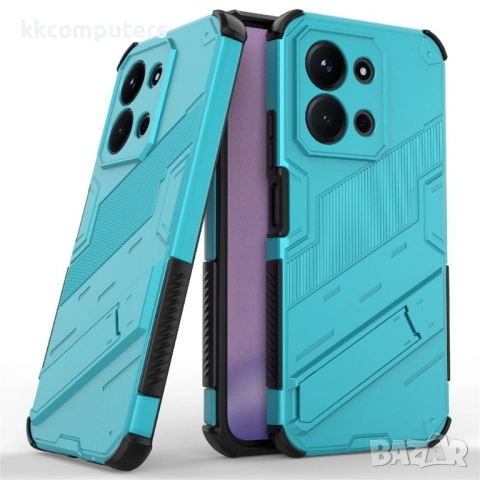 Xiaomi Redmi 15C 5G / 4G / Poco C85 4G Удароустойчив - PC+TPU Калъф с Протектор и Стойка (Черен, Бял, снимка 3 - Калъфи, кейсове - 52072361