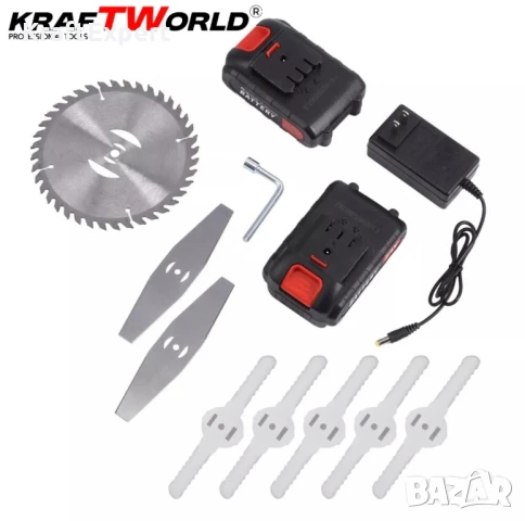 Акумулаторен Тример KraftWorld – Косачка за Трева с 2бр Батерия и Зарядно, снимка 8 - Градинска техника - 50547721