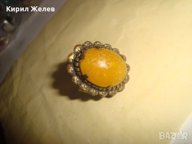 СТАРИНЕН ЮВЕЛИРНА РЪЧНА МАЙСТОРСКА ИЗРАБОТКА АРТ-ДЕКО БРОНЗОВ ПРЪСТЕН с ЖЪЛТ КАТАЛИН 21631, снимка 15 - Антикварни и старинни предмети - 32552868