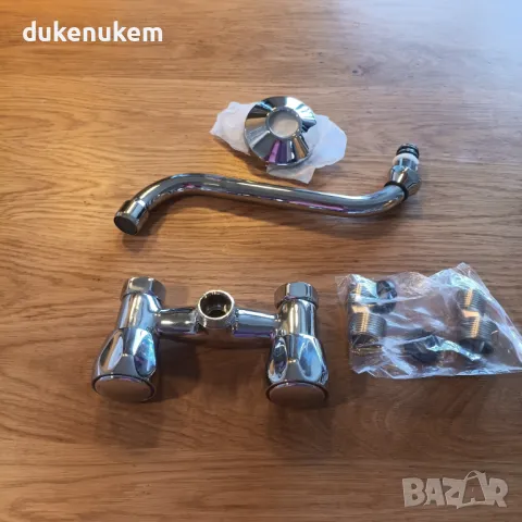 НОВ! Стенен смесителен кран за мивка с чучур 11 см, смесител, снимка 2 - Смесители - 50279987