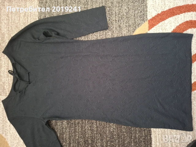 Черна рокля с гравирани цветя, снимка 6 - Рокли - 53215308