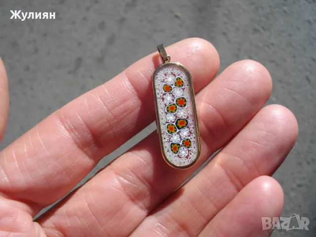 СТАРА ВИСУЛКА МУРАНО СЪС СРЕБЪРЕН ПОЗЛАТЕН ОБКОВ , снимка 1
