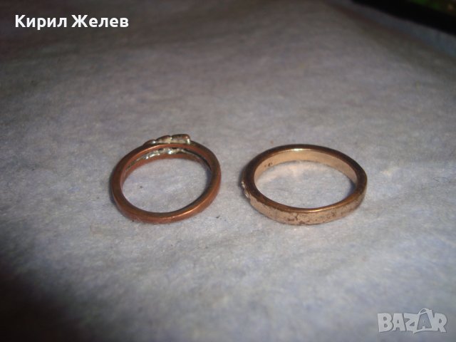 ДВЕ СТАРИ КРИСТАЛНИ МЕДНИ РЕТРО СТИЛ ПРЪСТЕНЧЕТА 27676, снимка 3 - Пръстени - 37473011
