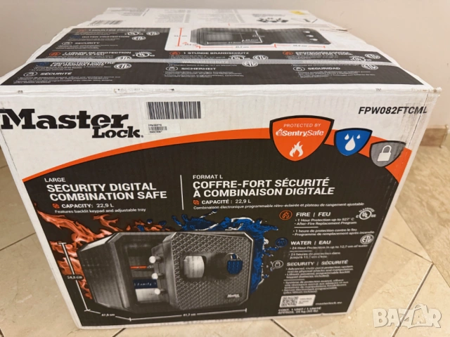 Сертифициран Огнеопорен Сейф Master Lock / Sentry Safe FPW082FTC Черен Стомана 23L 417х348х478mm , снимка 2 - Други стоки за дома - 53397079