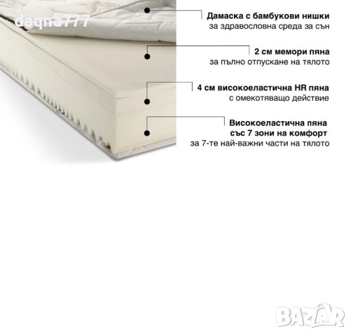 Нов немски ортопедичен матрак 144/190 см, снимка 4 - Матраци - 53176632