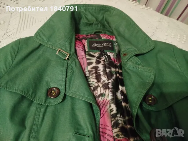 Зелен шлифер/манто - № 38, промазана материя, снимка 9 - Палта, манта - 48612212