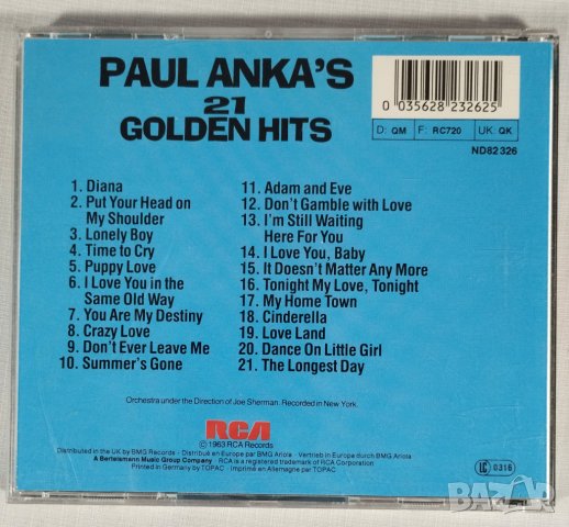 PAUL ANKA - 21 Hits - CD - оригинален диск, снимка 2 - CD дискове - 43718175